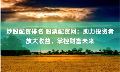 炒股配资排名 股票配资网：助力投资者放大收益，掌控财富未来